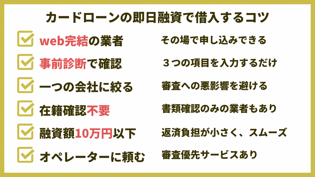 カードローンを即日融資でお金を借りるコツ