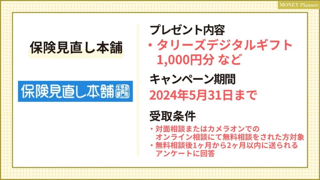 保険見直し本舗_保険相談キャンペーン