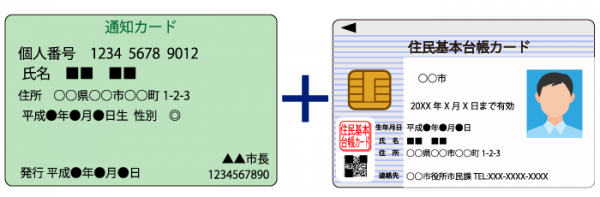 通知カード　+　住民基本台帳カード