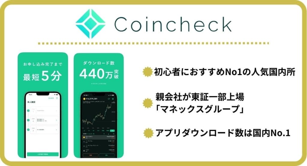 Coincheck｜最短10秒で500円から購入可能